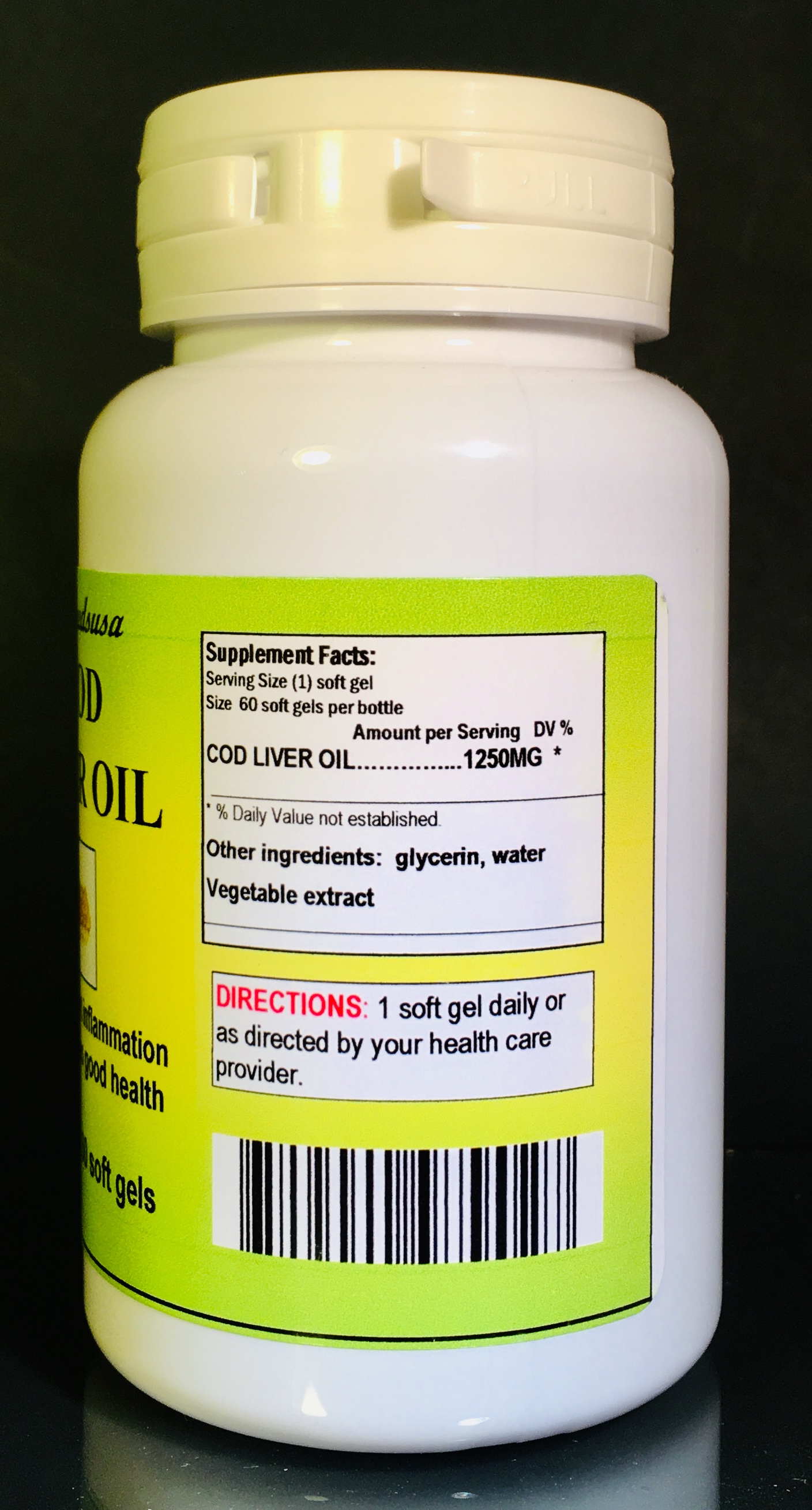 Cod Liver Oil 1250mg -  120 (2x60) soft gels